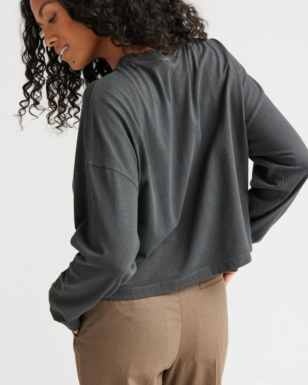 RELAXED CROP LONG SLEEVE TEE - Image 8