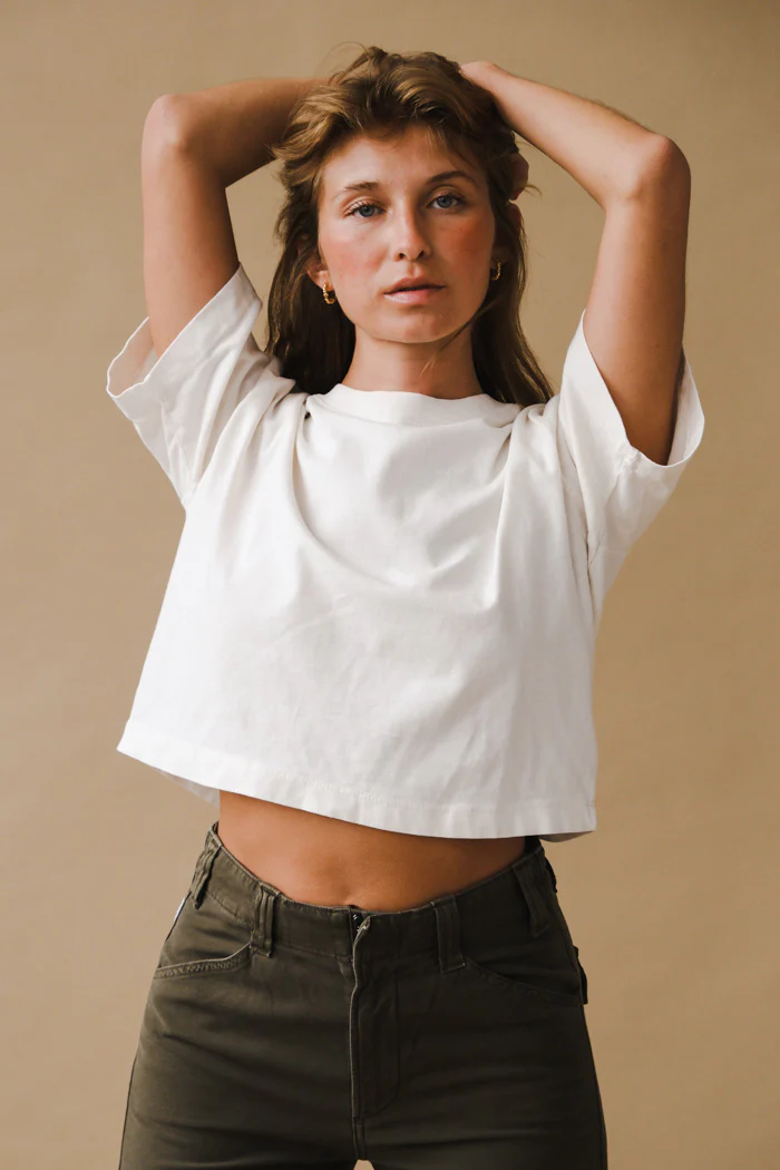 SHORT SLEEVE CROP TEE BONE - Image 3