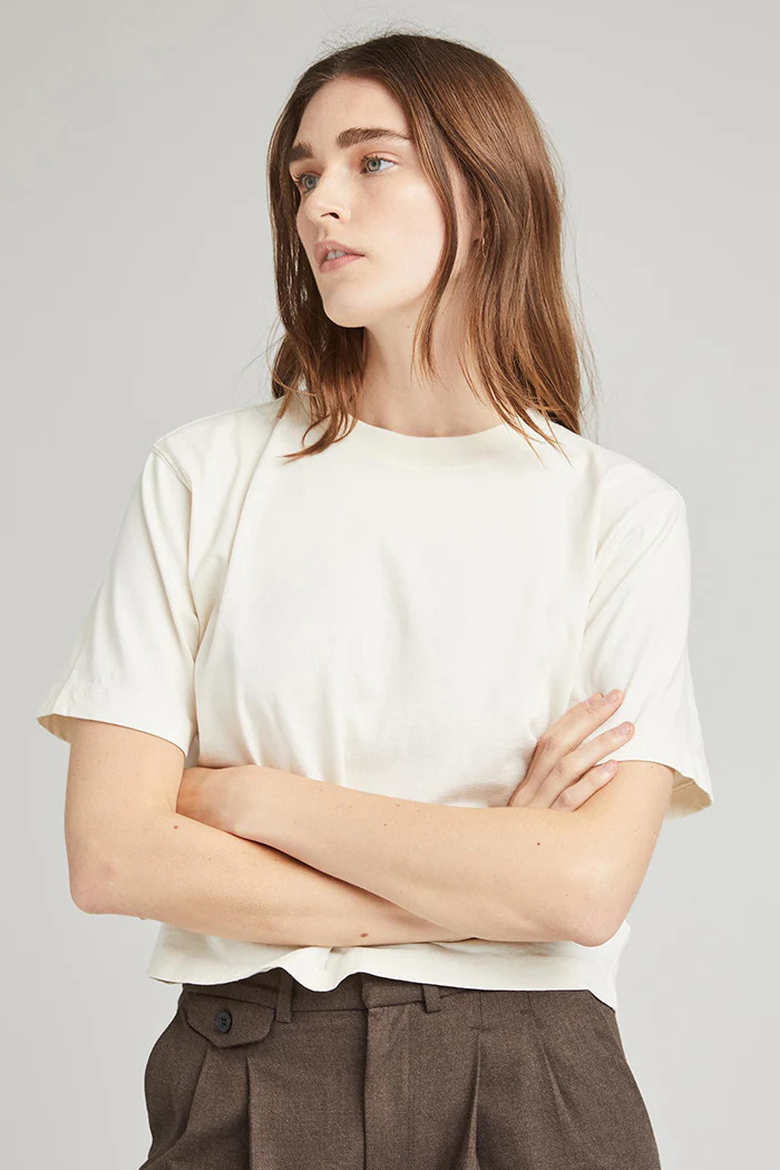 SHORT SLEEVE CROP TEE BONE - Image 4