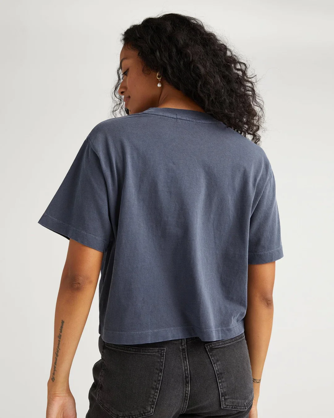 RELAXED SHORT SLEEVE CROP TEE BLUE STEEL - Image 4